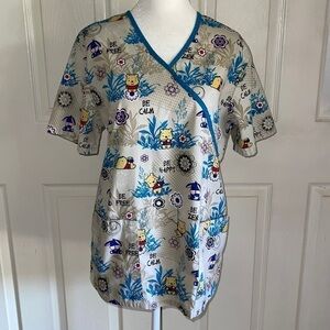 Disney Winnie The Pooh And Eeyore Chibi “Be Happy” Scrub Top